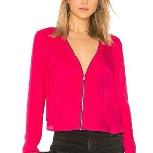 Rag & Bone Vanessa Hot Pink V-Neck All-Season Zip Front jacket